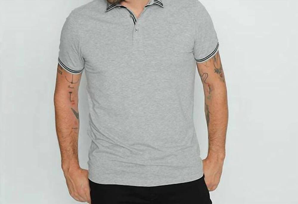 NEW EIGHT X slim fit polo with trim in grey